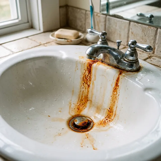 Iron-stained sink