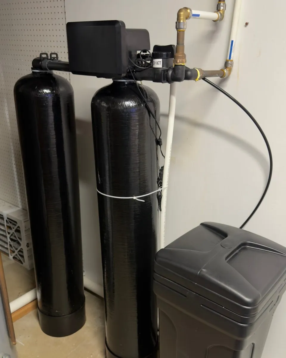 Dual tank whole-home filtration and softening system with brine tank installed by MSP Pure Water